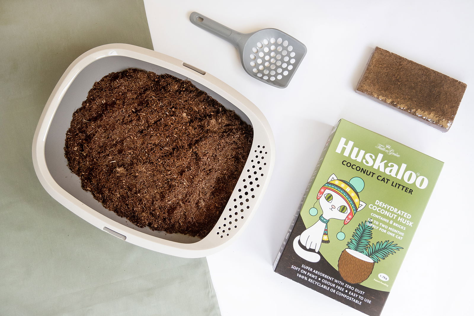 huskaloo ecologische kattenbakvulling ydolo kokos kokosnoot kokosvezel